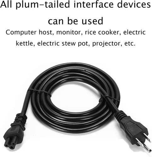 Vista 2 de Cable de extensión de alimentación de CA de 3 clavijas, 1.5M/5 pies, tubo de luz LED T8/T5 y cable de alimentación de luz de crecimiento, color negro