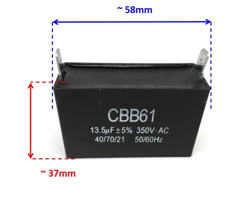 Vista 2 de ITACO Condensador del condensador del motor del generador 13uF 13.5uF 14uf CBB61 13.5 uF 13uF 50 60 Hz 350V AC UL AVR