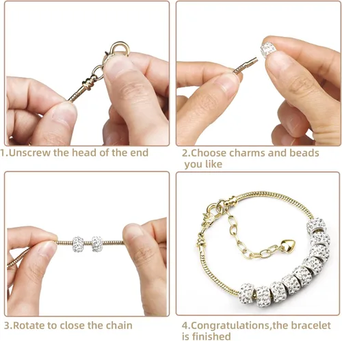 Vista 4 de 10 Piezas Cadenas de Pulsera con Dije de Cadena de Serpiente de 7.87 Pulgadas con Ayudante de Pulsera Pulsera de Serpiente Ajustable con Dije