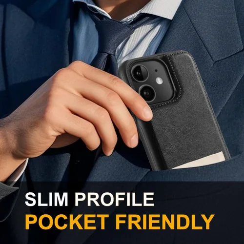 Vista 5 de Funda tipo cartera de diseño para iPhone 11 con tarjetero de cuero de lujo con ranuras para tarjetas doble cierre magnético a prueba de golpes 2019