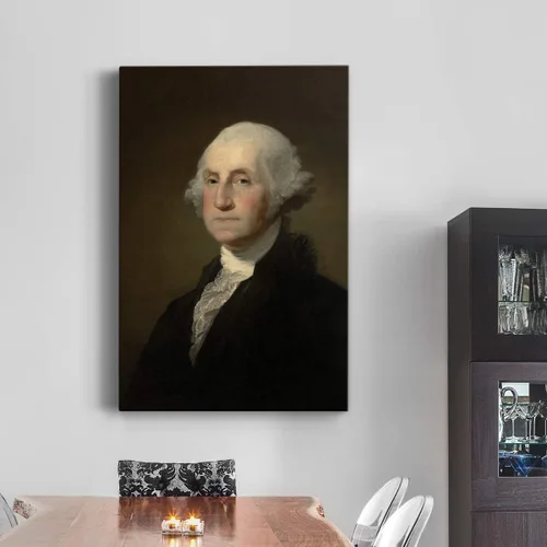 Vista 3 de Renditions Gallery George Washington - Arte de pared de retrato presidental, decoración en lienzo de alta calidad con envoltura de galería, listo