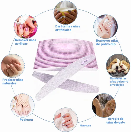 Vista 7 de Limas de uñas (25 piezas), lima de uñas de grano 100/180, tablero de esmeril a granel para uñas acrílicas y uñas naturales, limas para uñas