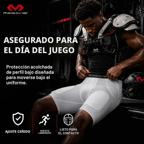 Vista 5 de McDavid Football Girdle for Men - Durable & Breathable 5-Pad Girdle with Hard-Shell Thigh Guards for Padded Support, Ideal for Football & Lacrosse