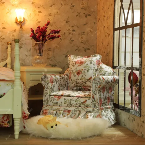 Vista 4 de iLAND Muebles de casa de muñecas de sofá en miniatura, el gran juego de muebles para casa de muñecas para accesorios de 1/12, elegantes sofás