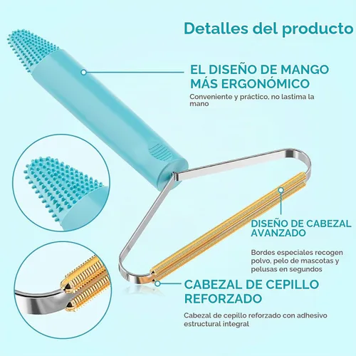 Vista 4 de Paquete de 3 rastrillos para eliminar pelo de mascotas, removedor de pelo Azul con negro
