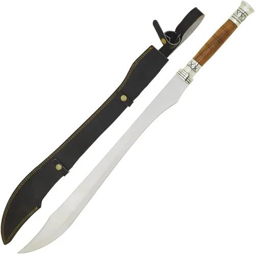 Vista 11 de Medieval Warrior Caballeros Templarios Espada larga con funda de acero, mango envuelto en cuero Negro