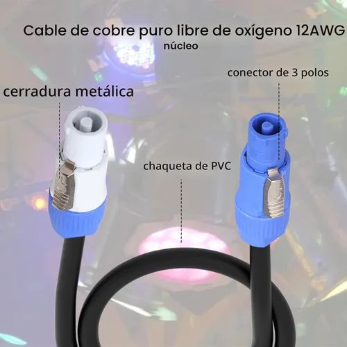 Vista 7 de Cable de alimentación PowerCon de 3 pines, entrada a salida, cable de extensión de alimentación de 12 AWG, se adapta a luz de escenario, haz