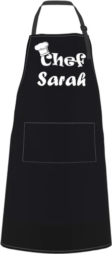 Vista 8 de Delantales de cocina personalizados para mujeres y hombres con bolsillos, personalizable, nombre, texto, logotipo, foto, chef, delantal de cocina