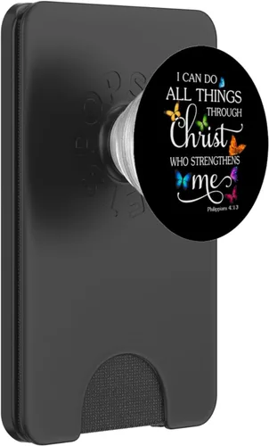 Vista 8 de I Can Do All Things Through Christ Butterfly Art - PopSockets religiosos intercambiables PopGrip