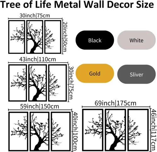 Vista 3 de Arte de pared de metal árbol de la vida, decoración de pared de metal árbol de la vida, decoración de pared de árbol de la vida, arte de pared