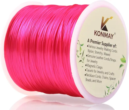 Vista 10 de KONMAY Cuerda elástica de elastano verde militar de 0.024 in, cordón elástico suave para abalorios, 450 yardas para pulseras, collares y fabricación