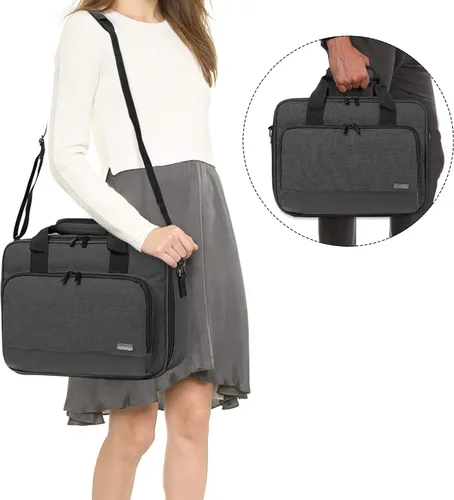 Vista 6 de LUXJA - Bolsa para proyector con bolsillos de almacenamiento para accesorios, tamaño mediano, color negro Compatible with Most Major