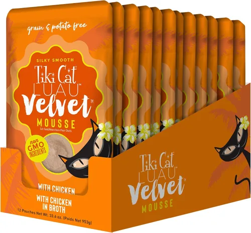 Vista 2 de Tiki Cat Velvet Mousse - Alimento húmedo sin granos con una textura suave para gatos adultos y gatitos
