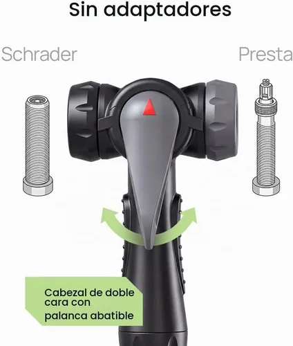 Vista 5 de Bomba de bicicleta de suelo, inflador avanzado de neumáticos de bicicleta, bomba de aire manual para bicicleta con válvulas Presta y Schrader