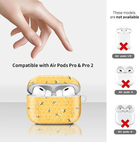 Vista 6 de Funda compatible con AirPod Pro de 2ª/1ª generación, ligera y duradera, resistente con llavero, diseño elegante funda para AirPod para mujer