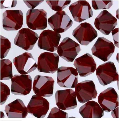 Vista 3 de 200 cuentas sueltas de cristal bicono facetado pequeño de 0.12 pulgadas de Preciosa auténtico, color rojo siam, compatibles con Swarovski 5301/5328