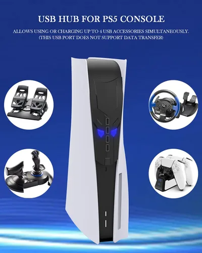 Vista 2 de Concentrador USB de 4 puertos para PS5, divisor USB de alta velocidad USB 2.0 Hub Adaptador de extensión para PS5PS4PS3, Xbox One360, Xbox Series