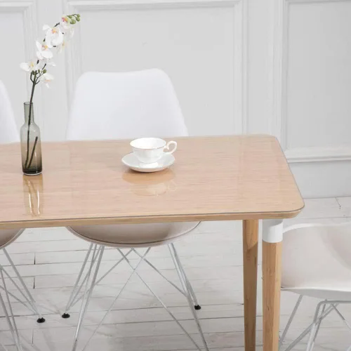 Vista 6 de Protector de mesa de comedor impermeable de PVC, almohadillas protectoras de plástico antideslizante, cubierta de mantel de vinilo para cocina