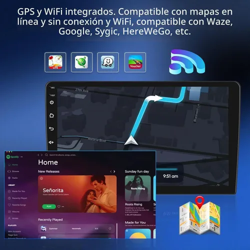 Vista 5 de [4 núcleos+64G] Android 13 Car Stereo para Jeep Grand Cherokee WK 2008-2013 9 Inch Touch Screen Car Radio with Wireless Carplay&Android Auto
