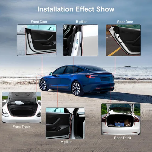 Vista 5 de Burlete para clima para coche Tesla Model 3 Tira de sello de goma para puerta de coche autoadhesiva Burlete para insonorización automática