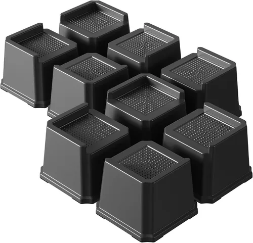 Vista 18 de Paquete de 9 elevadores de cama de 3 pulgadas resistentes para muebles que se adaptan a ruedas de cama, sofá, mesa y sofá, color negro For Wheels