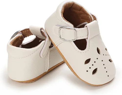 Vista 6 de SOFMUO Zapatos deportivos de cuero con cordones para bebés, niños y niñas, suela de goma suave, mocasines Oxford para recién nacidos