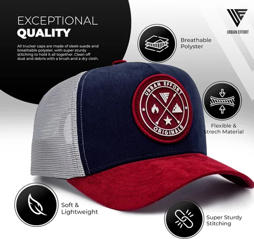 Vista 15 de Urban Effort Gorra trasera de malla, para hombres y mujeres, gorra de béisbol de 5 paneles, gran cierre a presión para caza y senderismo