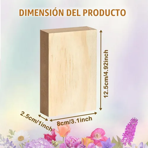 Vista 2 de Paquete de 16 bloques de madera sin terminar para manualidades, tablero de madera MDF de 4.92 x 3 x 1 pulgadas, paneles rectangulares de madera