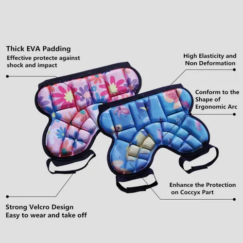 Vista 2 de Topeter Pantalones cortos de protección de cadera para niños, almohadilla protectora para el trasero, protector deportivo Azul