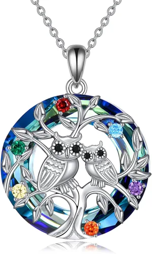 Vista 6 de Collar de Plata de Ley con Búho y Árbol de la Vida, Colgante de Búho, Joyería, Regalos para Mujeres