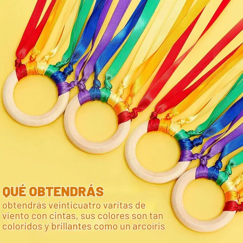Vista 7 de Junkin 24 piezas de cintas de mano de cometa Waldorf juguetes para niños Color brillante