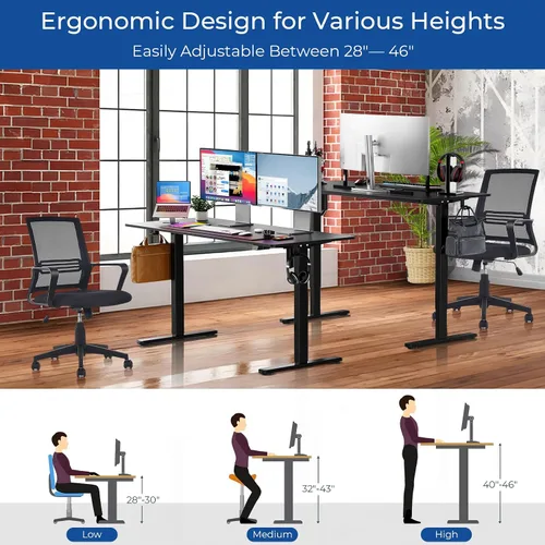 Vista 3 de Our Modern Space Escritorio eléctrico de pie de 40 pulgadas de altura ajustable – Mesa rectangular grande para la oficina en casa mejorada