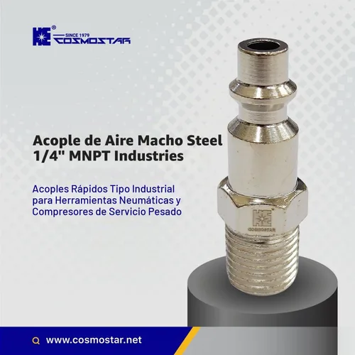 Vista 2 de COSMOSTAR Industries - Enchufe de aire MNPT de acero de 1/4 de pulgada, enchufe de 1/4 de pulgada y conector NPT de 1/4 pulgadas, enchufes