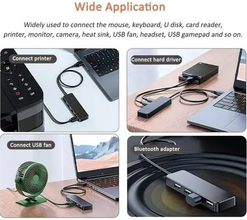 Vista 9 de Hub USB, divisor USB, extensor USB de 4 puertos, adaptador USB multipuerto, concentrador USB 3.0, concentrador USB de 4 puertos USB Splitter USB