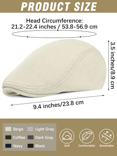 Vista 2 de KUTTOR 6 Piezas Hombres Newsboy Gorras Gatsby Cabbie Conducción Caza Gorra Newsboy Gorra Plana Sombreros Irlandeses