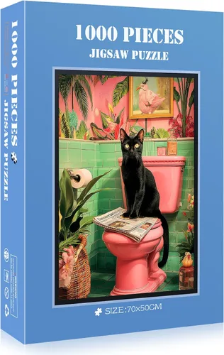 Vista 17 de Rompecabezas de gato abstracto – 1000 piezas de rompecabezas abstractos de gatitos para adultos, rompecabezas de papel de gato artístico