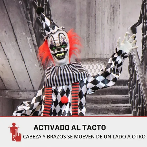 Vista 3 de Haunted Hill Farm Payaso parlante en el escenario Animatronic de Halloween