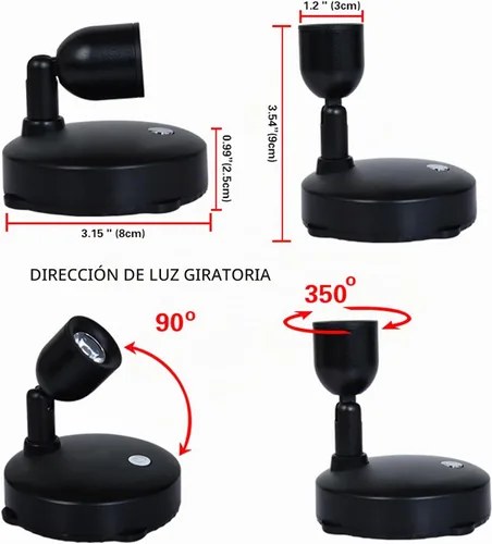 Vista 6 de HAMVIDNE Foco LED, funciona con pilas, luces para interiores, color blanco