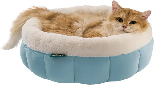 Vista 9 de BALANCE Camas para gatos de interior, Cama redonda lavable para gatos, Linda cama para gatitos con fondo antideslizante para gatito y cachorro, 18