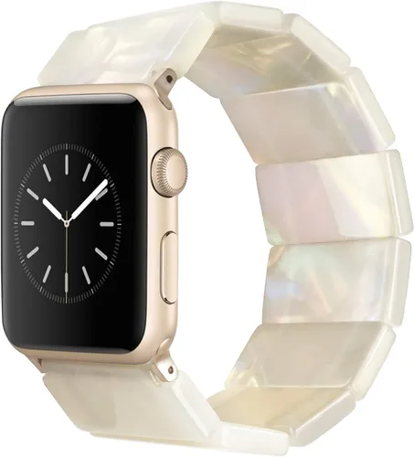 Vista 8 de Heesch - Correa de resina elástica para reloj compatible con Apple Watch para mujeres, pulsera de pulsera de tortuga para iwatch Series Negro