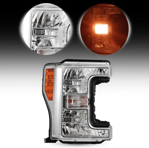 Vista 10 de Par de ensambles de faros ROXX compatibles con [2017 2018 2019 FORD F-250 F-350 F-450 F-550] SUPER DUTY, ensamble de proyector de faros, DRL