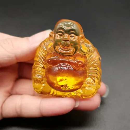 Vista 6 de Estatua de Buda sonriente de cristal curativo, mini figura de Buda feliz de la suerte, adorno de meditación Feng Shui para escritorio, automóvil