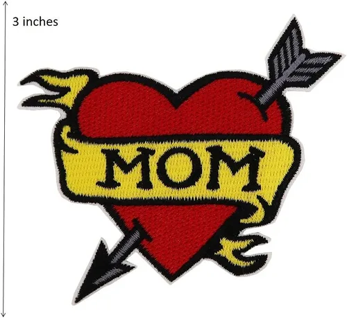 Vista 2 de Parches bordados para planchar con tatuaje de corazón de mamá oso para el día de San Valentín