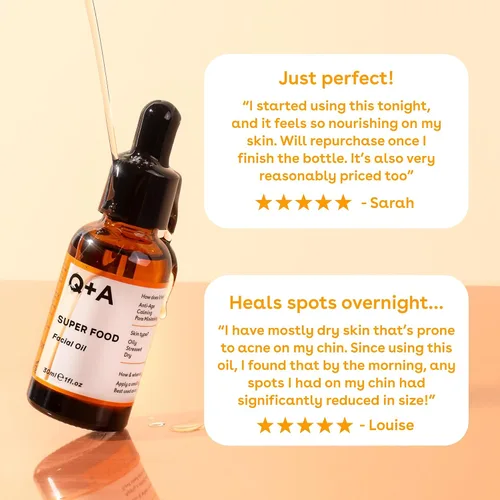 Vista 7 de Q+A Aceite facial Super Food (1.0 fl oz), aceite facial natural rico en vitaminas con jojoba, aceite de vitamina E, nutre e hidrata profundamente