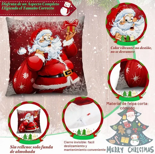 Vista 2 de Tatuo 6 Fundas de Almohadas Navideñas Fundas de Cojines Decoración de Vacaciones Decoración Funda de Almohada Decorativa para Sofá Sillón Navidad