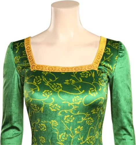 Vista 4 de Toitaly Disfraz de Fiona para mujer, vestido de princesa Fiona para adultos, vestido verde Fiona para Halloween