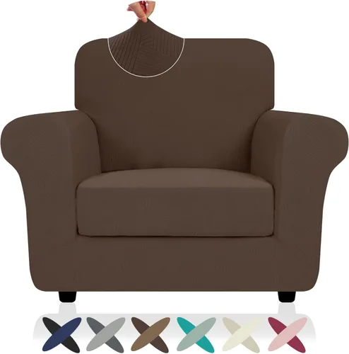 Vista 59 de ZNSAYOTX 2026 Funda de silla a rayas de 2 piezas (79 cm - 117 cm), funda de sillón elástica gruesa con banda elástica antideslizante y lazos