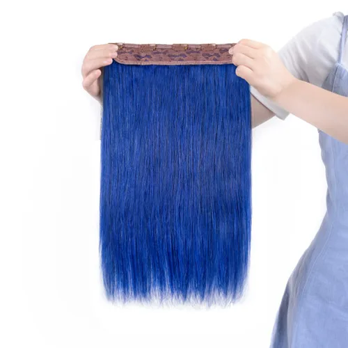 Vista 18 de Winsky - Extensiones de cabello humano real Remy - Una pieza azul balayage, extensiones de cabello con clip, 70 gramos para mujer