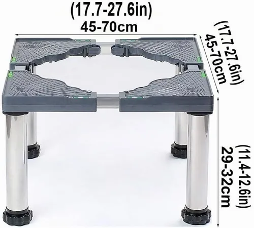 Vista 2 de Soporte para refrigerador de 4 patas, soporte de base ajustable para lavadora, soporte extensible para nevera, 11.4-12.6 in, bandeja base de Gris