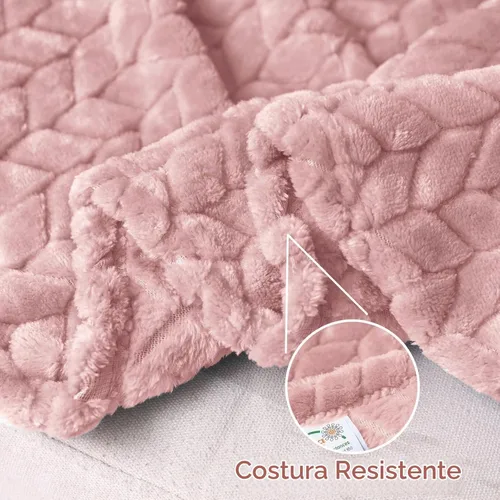 Vista 7 de Exclusivo Mezcla Manta de forro polar rosa para sofá cama, 50 x 70 pulgadas Rosa empolvado
